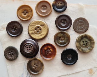 mixed vintage coat buttons - different sizes and shapes - collector's lot - retro haberdashery