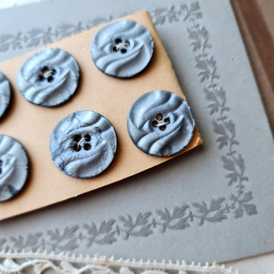 12 Vintage Rustic Buttons on Original Card Circa 1940s Marbled Grey ...