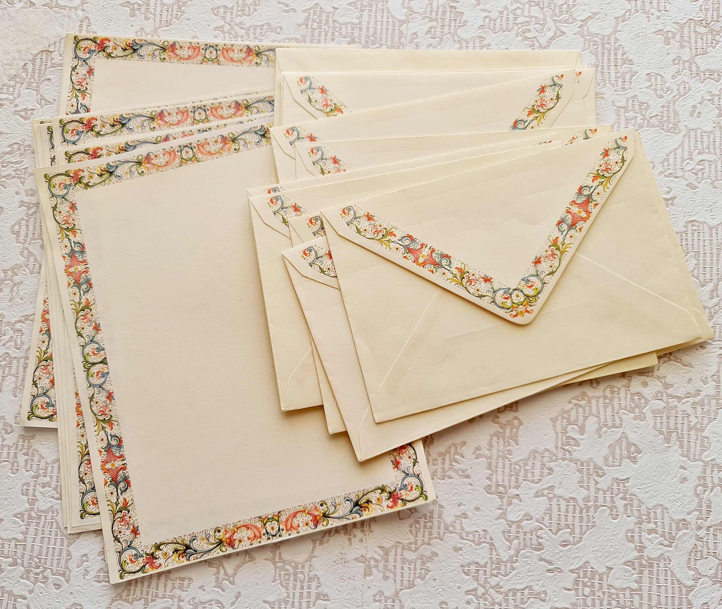 Vintage Florentine Stationery Medieval Style Floral Border Etsy Australia