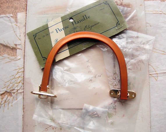 Original Hardware Yellow Vintage Plastic Purse Handle Curve