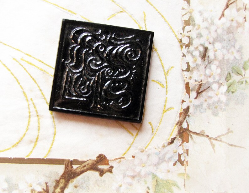 square flat focal plate with organic abstract designs Czech glass pendant circa 1960s modernist style top drilled