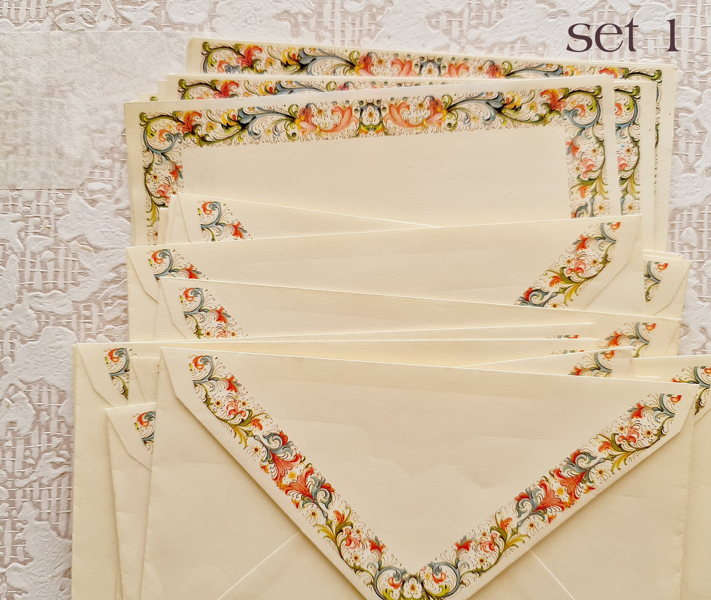 Vintage Florentine Stationery Medieval Style Floral Border Etsy Australia