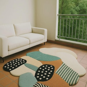 Abstrakt oregelbunden matta – Handtuftad flerfärgad matta