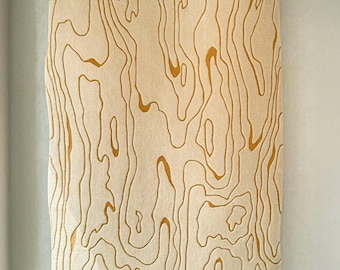 Abstract Wood Grain Area Rug | Beige Topographic Wave Tufted Carpet for Living Room | Modern Neutral Home Decor