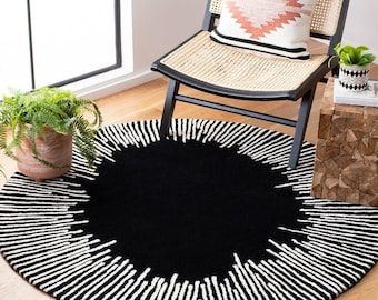 ハンドタフトウールラグ：モダンな抽象デザイン、マルチカラー - Etsy 日本