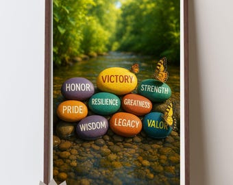 Motivational Stones Printable Wall Art – Digital Download Inspirational Word Art