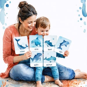 Ocean Animals Pronunciation Cards for Toddlers 2-4 | Printable Play image 2