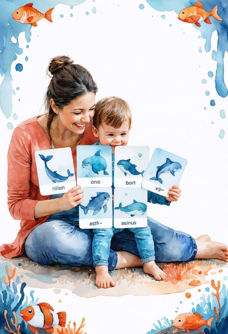 Ocean Animals Pronunciation Cards for Toddlers 2-4 | Printable Play image 2