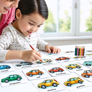 Bilingual Watercolor Flashcards: 40 Vehicles in English and Polish image 2