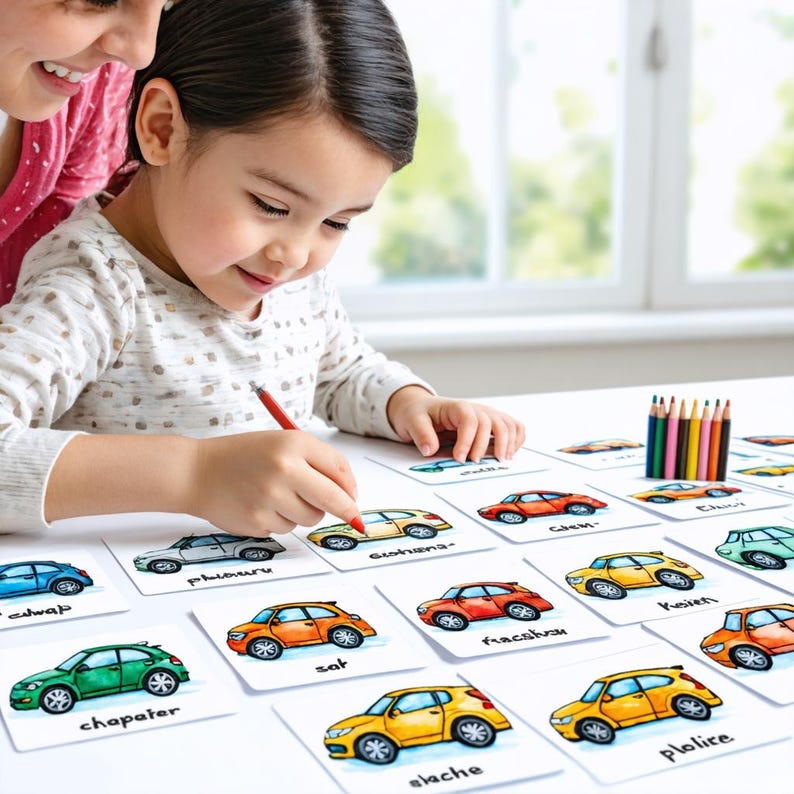 Bilingual Watercolor Flashcards: 40 Vehicles in English and Polish image 2