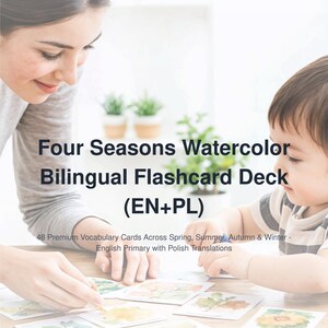 Tarjetas de vocabulario estacionales para el aprendizaje bilingüe inglés-polaco imagen 1