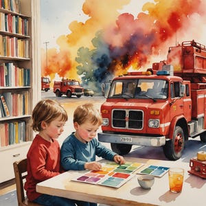 Bilingual Flashcards for Toddlers: Construction & Emergency Vehicles image 2
