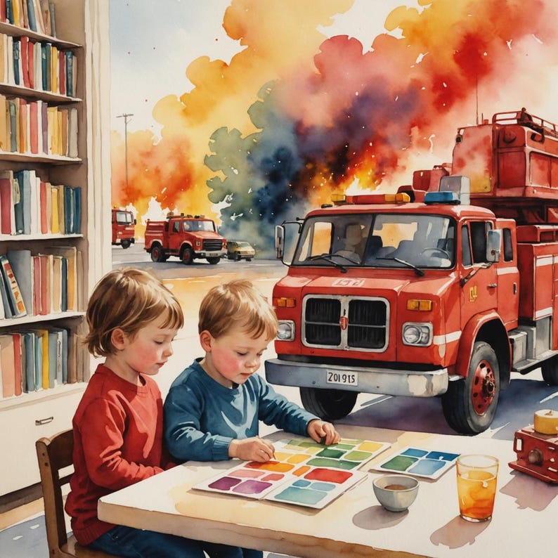 Bilingual Flashcards for Toddlers: Construction & Emergency Vehicles image 2