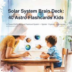 Solar System Brain Deck: 40 Bilingual Astro Flashcards for Kids image 1
