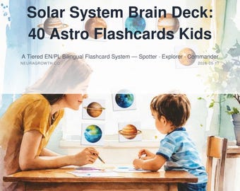 Solar System Brain Deck: 40 Bilingual Astro Flashcards for Kids