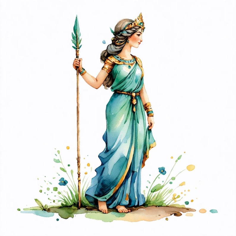 Greek and Norse Gods Watercolor Flashcards: Bilingual EN+PL Mythology Learning Deck image 7