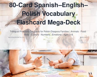 Trilingual Flashcards Spanish English Polish: 80 Print-Cut Cards for Kids