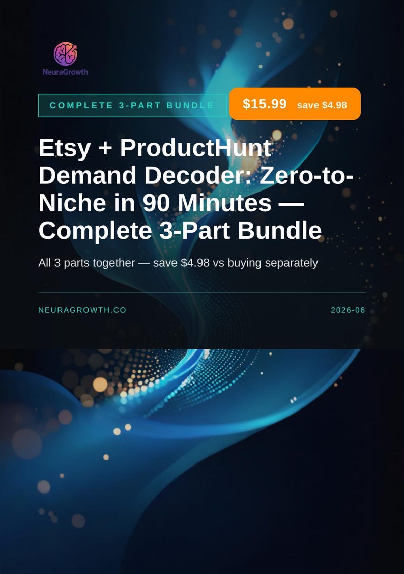 Complete 3-Part Bundle, Etsy + ProductHunt Demand Decoder, Zero-to-Niche in 90 Minutes image 1