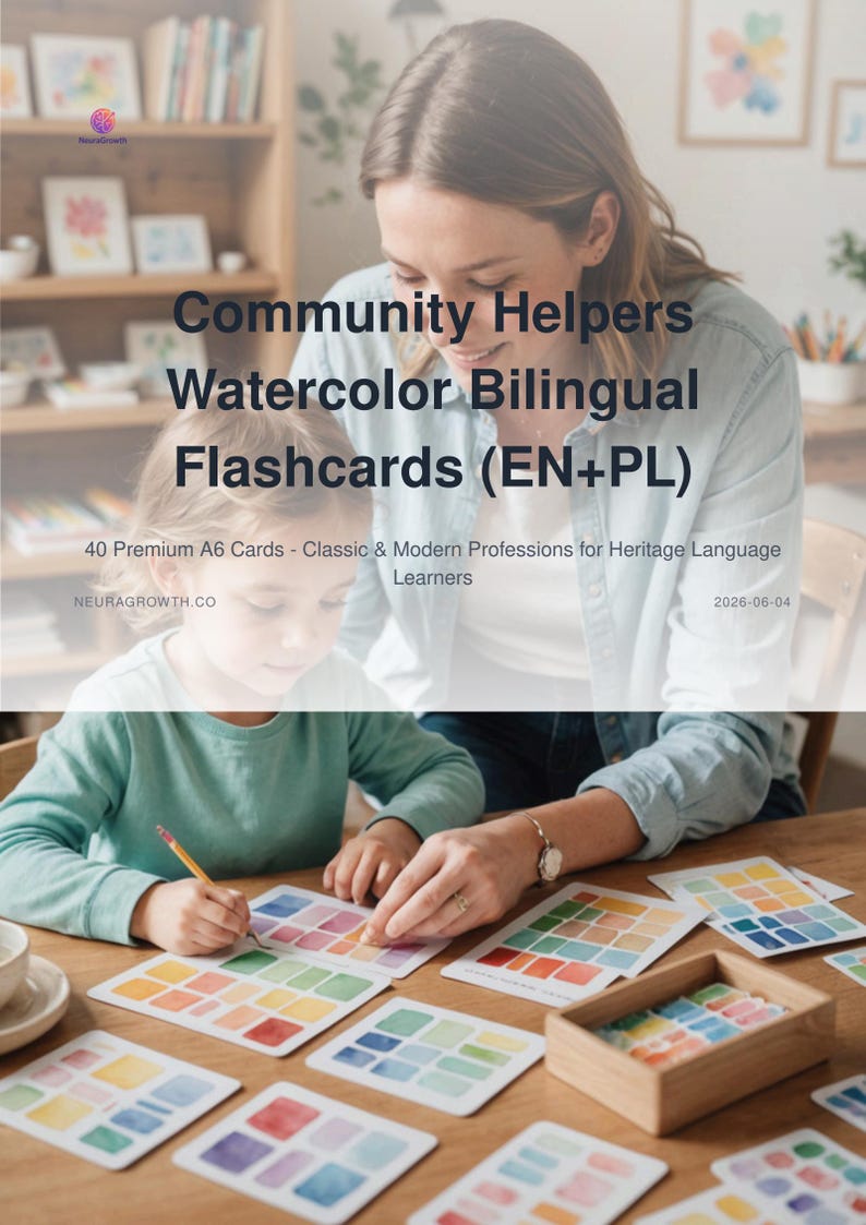 Tarjetas didácticas bilingües sobre profesiones comunitarias: inglés y polaco para niños imagen 1