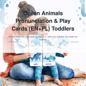 Ocean Animals Pronunciation Cards for Toddlers 2-4 | Printable Play image 1