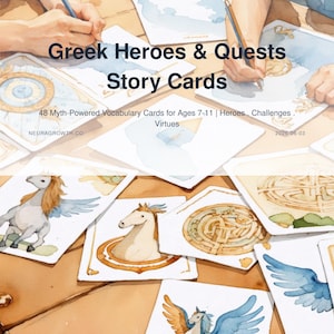 Greek Heroes Story Cards: 48 Mythology Vocabulary Cards for Kids Ages 7-11 image 1