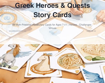 Greek Heroes Story Cards: 48 Mythology Vocabulary Cards for Kids Ages 7-11