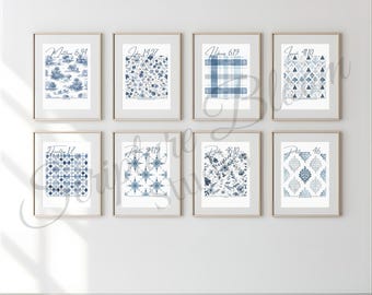 Blaue Bibel Vers Wand Kunst Set von 8, christlicher digitaler Download, Schrift Drucke, weiblicher Glaube Wohnkultur, Aquarell Cottage Kern Geschenk