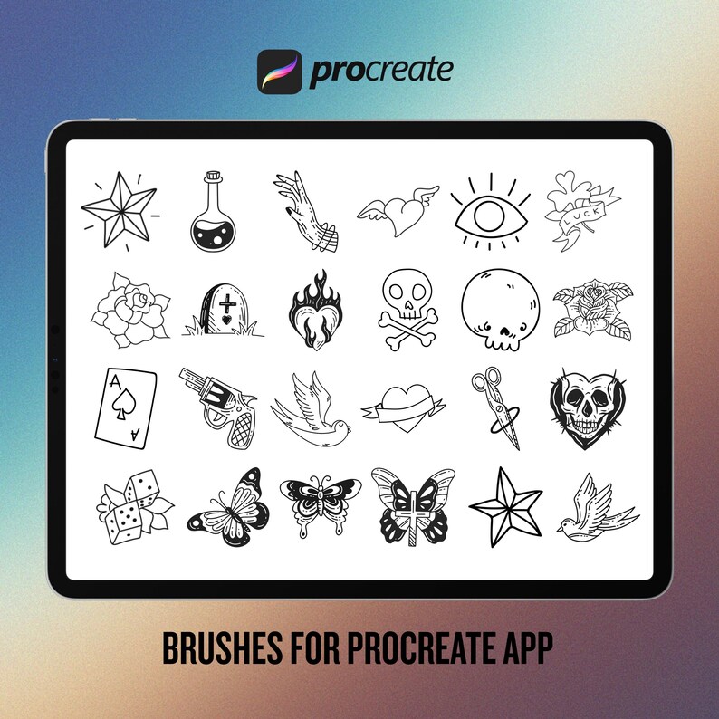 Procreate Flash Tattoo Design Bundle Vol.1 | Procreate Brushes ...