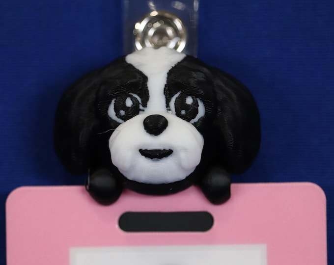 Badge Friend – Dog ID Holder for Nurse, RN, Hospital, Slide-On or Clip to Badge! | Suzie the Shih Tzu