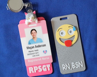3D Printed Badge Buddy with Hidden Expression | Crazy Face | Unique Nurse & Healthcare Accessory