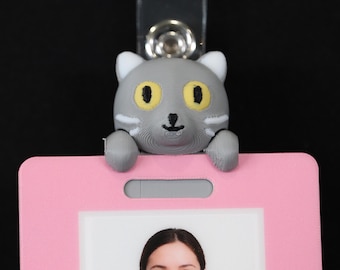 Distintivo Gracie the Gray Cat per amici, infermieri, ospedali, da applicare su ID o agganciare