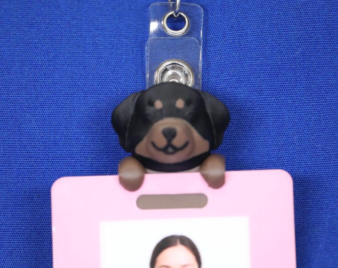 Badge Friend – Dog ID Holder for Nurse, RN, Hospital, Slide-On or Clip to Badge! | Raul the Rottweiler