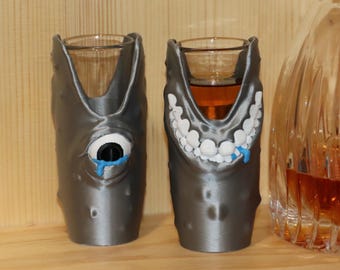 Shot Glass Sleeve, "Smile Eye" - 3D Printed Barware, Weird & Unique Drink Accessory