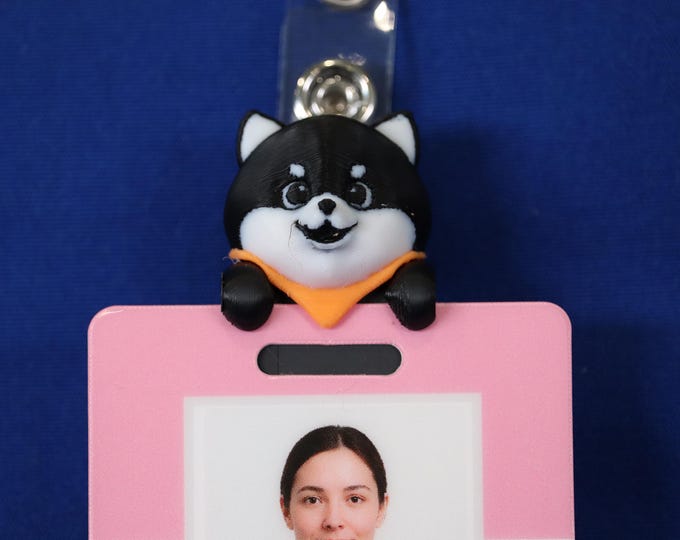 Badge Friend – Dog ID Holder for Nurse, RN, Hospital, Slide-On or Clip to Badge! | Koda the Black Pomeranian