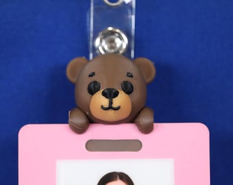 Porta badge identificativo a forma di orso stampato in 3D - Amico badge animale - Regalo per infermieri, insegnanti e studenti