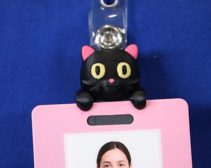 Badge Friend – Cat ID Holder for Nurse, RN, Hospital, Slide-On or Clip to Badge! | Cleo the Black Cat