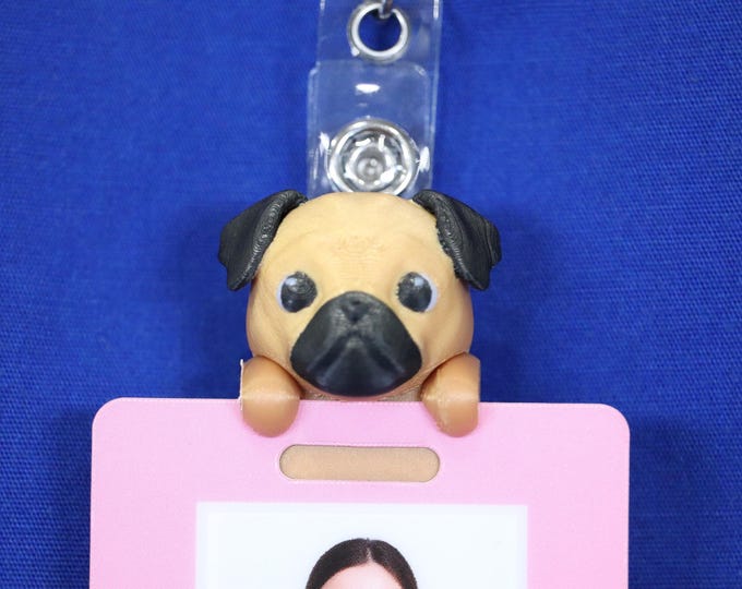 Badge Friend – Dog ID Holder for Nurse, RN, Hospital, Slide-On or Clip to Badge! | Peter the Pug