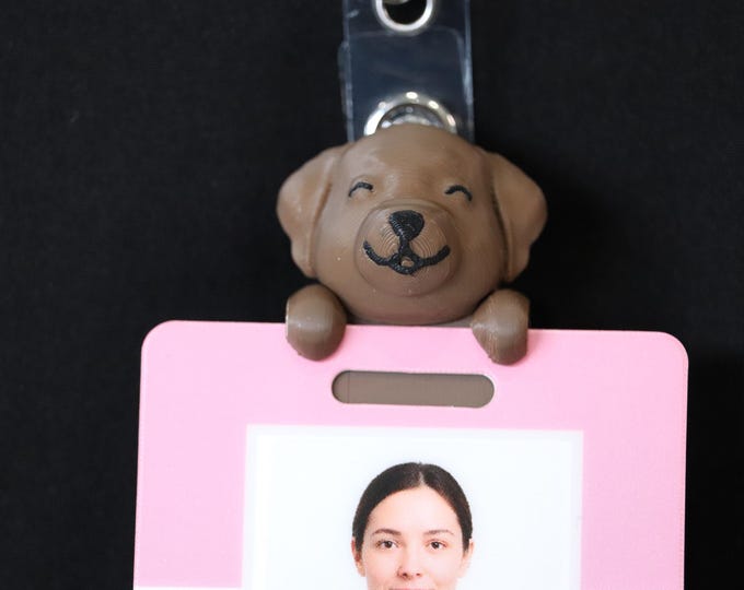 Badge Friend – Lab Dog ID Holder for Nurse, RN, Hospital, Slide-On or Clip to Badge! | Mocha the Lab