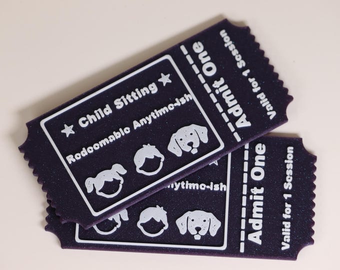2 Babysitting Gift Tickets – 3D Printed IOU Coupons, Parent Night Off Gift, Fun Reward Tokens for Moms & Dads