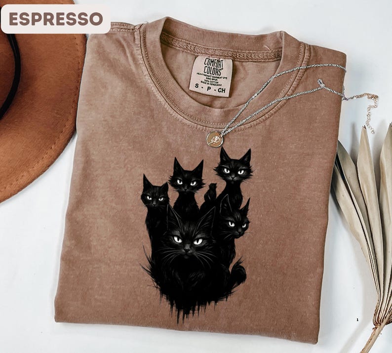 Black Cat Comfort Colors® Shirt, Witchy Cat Shirt, Halloween Black Cat Shirt, Cat Lover Gift, Black Cat Shirt, Cat Lovers, Cat Lover Gift image 2