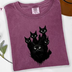Black Cat Comfort Colors® Shirt, Witchy Cat Shirt, Halloween Black Cat Shirt, Cat Lover Gift, Black Cat Shirt, Cat Lovers, Cat Lover Gift image 15