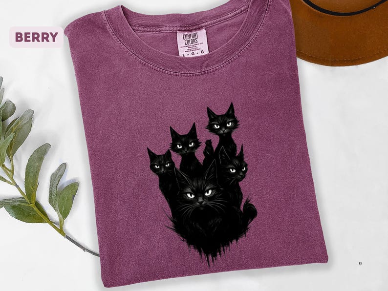 Black Cat Comfort Colors® Shirt, Witchy Cat Shirt, Halloween Black Cat Shirt, Cat Lover Gift, Black Cat Shirt, Cat Lovers, Cat Lover Gift image 15