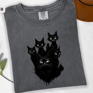 Black Cat Comfort Colors® Shirt, Witchy Cat Shirt, Halloween Black Cat Shirt, Cat Lover Gift, Black Cat Shirt, Cat Lovers, Cat Lover Gift image 1