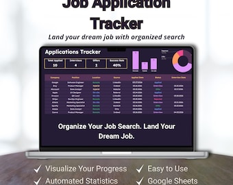 STAR Method Job Tracker for Google Sheets | Dark Mode Application Spreadsheet, Interview Prep Dashboard, Career Question Bank, CRM Planner
