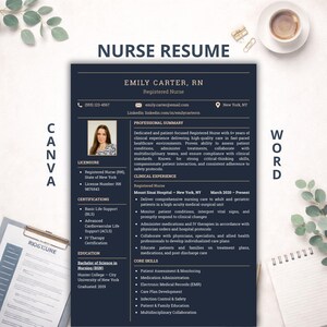 Registered Nurse Resume Template for Canva & Word: ATS-Friendly Nursing CV Bundle