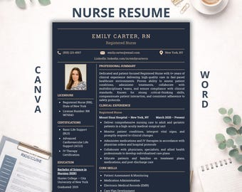 Registered Nurse Resume Template for Canva & Word: ATS-Friendly Nursing CV Bundle