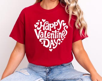 Valentine’s Day Heart Shirt, Cute Love Tee, Personalized Heart Graphic T-Shirt, Gift for Her, Valentine’s Day Gift Tee