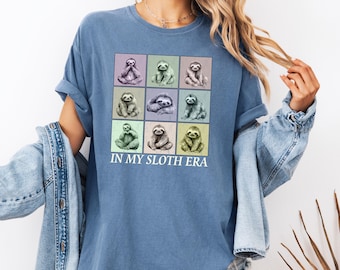 In My Sloth Era Shirt, Comfort Colors® Sloth Tee, Funny Animal Lover Gift, Lazy Aesthetic T-Shirt, Vintage Sloth Graphic Top