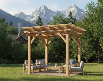 DIY Pergola Plan 8x8: Simple Garden Arbor, Woodworking PDF (Download).