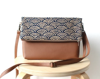 Foldover crossbody bag, Every day purse,  Waves, Handbag, Japanese waves Seigaiha